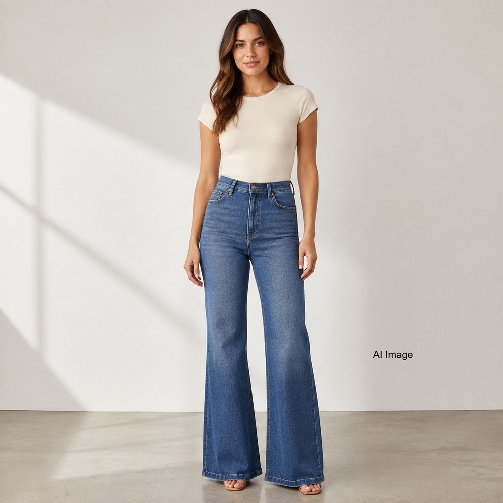 Democracy Ab Solution Wide Leg Jeans size 6 High Rise Stretch Comfort